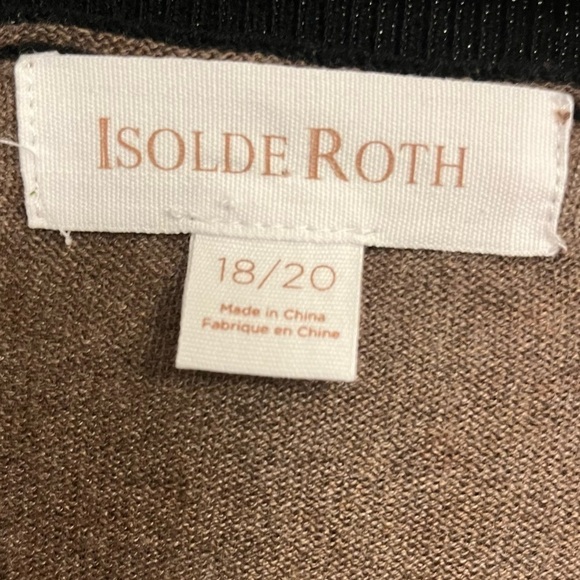 Isolede Roth Brown & Black Colorblock Sharkbite Hem Tunic Sweater Sz 18/20 - Picture 6 of 10